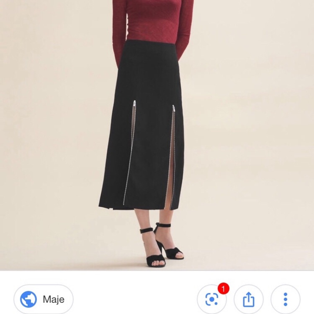 maje zip-detail slit midi skirt size 34